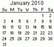 January 2010 Calendar