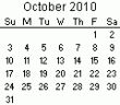 October 2010 Calendar
